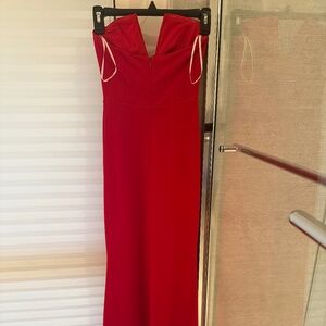 Lulus Effortless Radiance Red Strapless Mermaid Maxi Dress